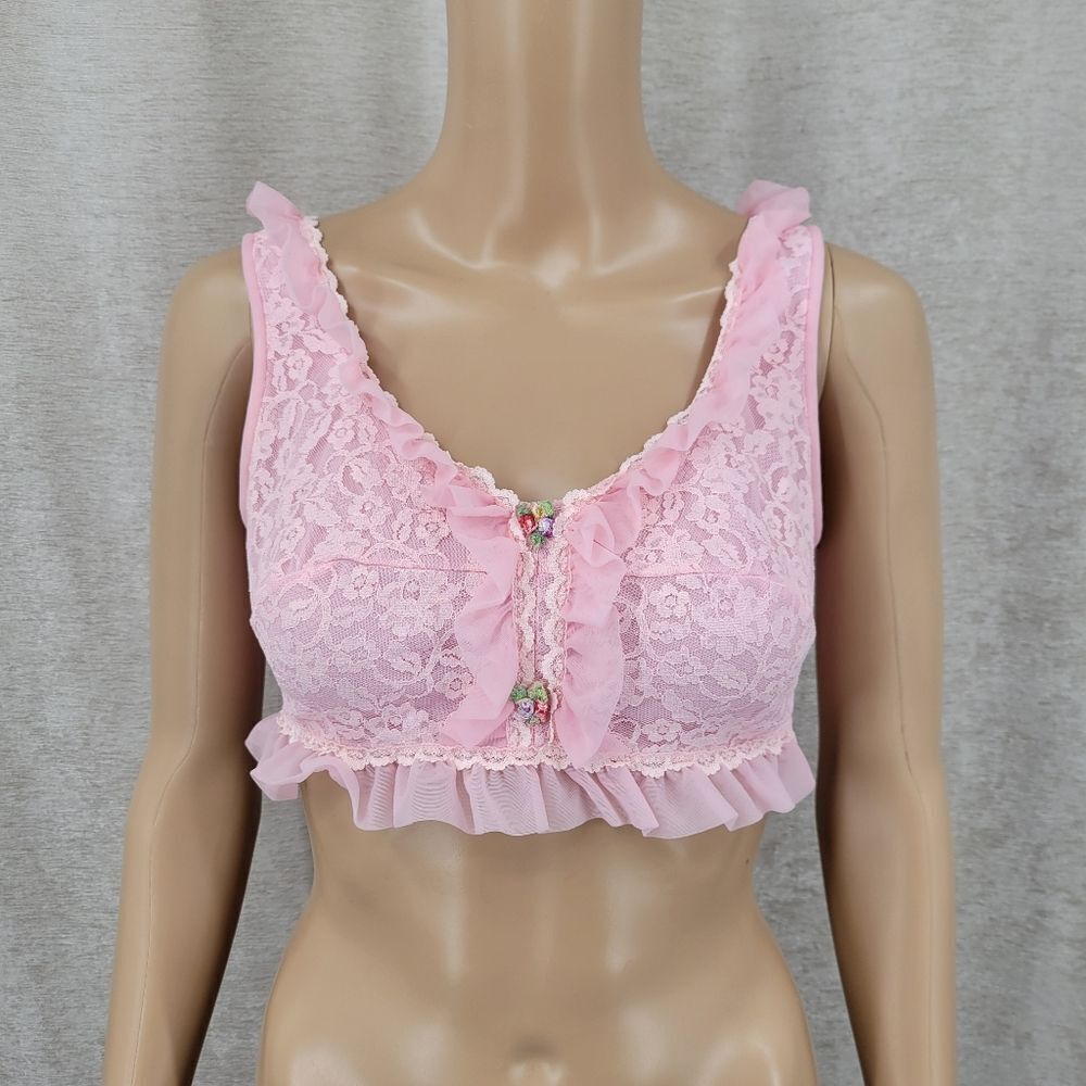 Vintage 60s Pink Lace Ruffle Bralette Coquettegirl By Movie Star Bra